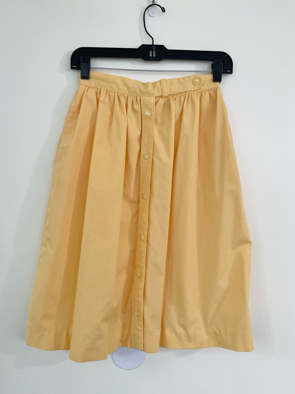 Vintage J Crew Outfitters Oarsman Pastel Yellow Swing Midi Skirt 4 Buttons - Picture 2 of 10